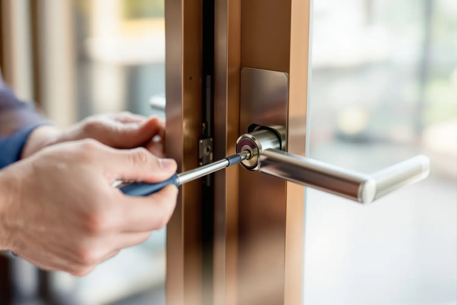 Réparateur partenaire SlideFix installant une nouvelle poignée de porte patio